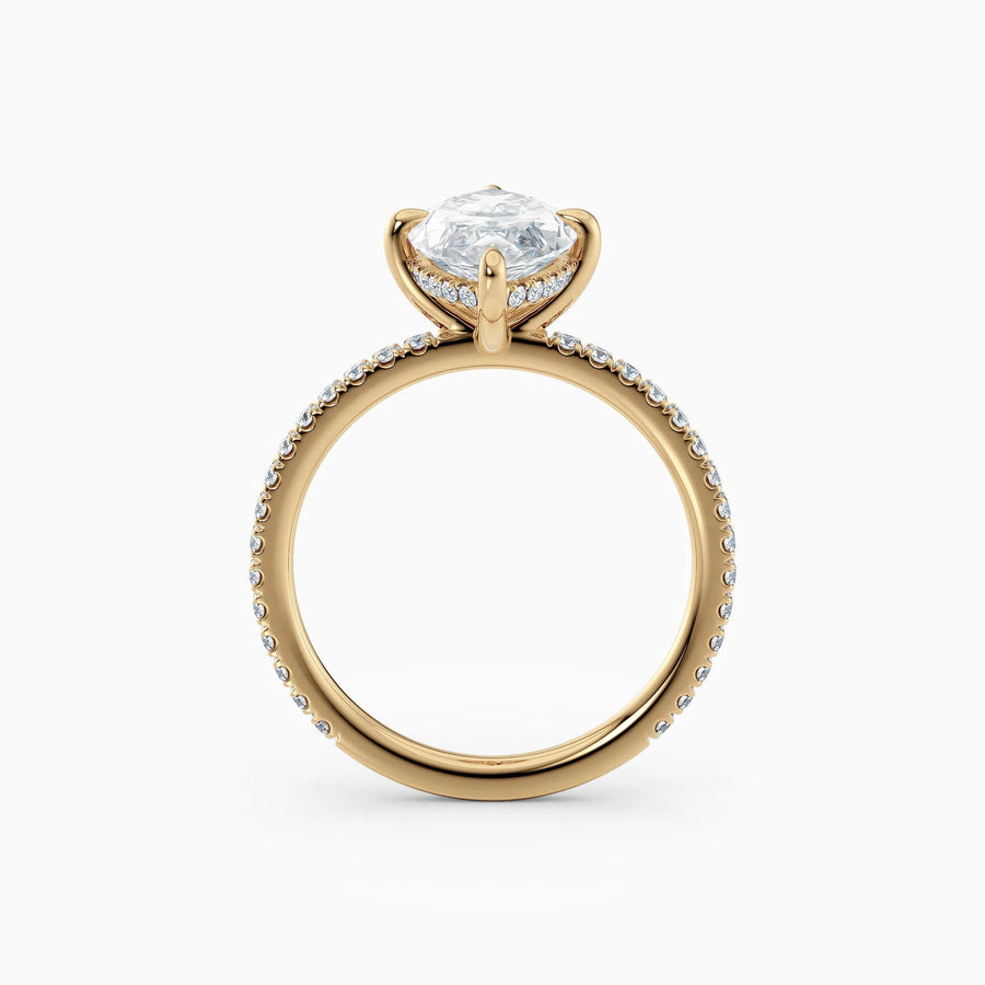 Willow | Marquise Hidden Halo Engagement Ring with Pave Band