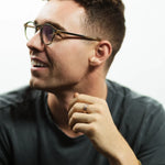 Men's Hammered Gold Wedding Band on Hand