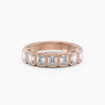 Seven Stone Bezel Set Emerald Cut Diamond Band