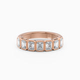 Seven Stone Bezel Set Emerald Cut Diamond Band