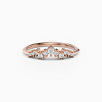 Curved, contoured round diamond wedding band