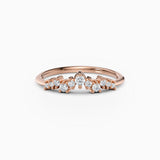Curved, contoured round diamond wedding band