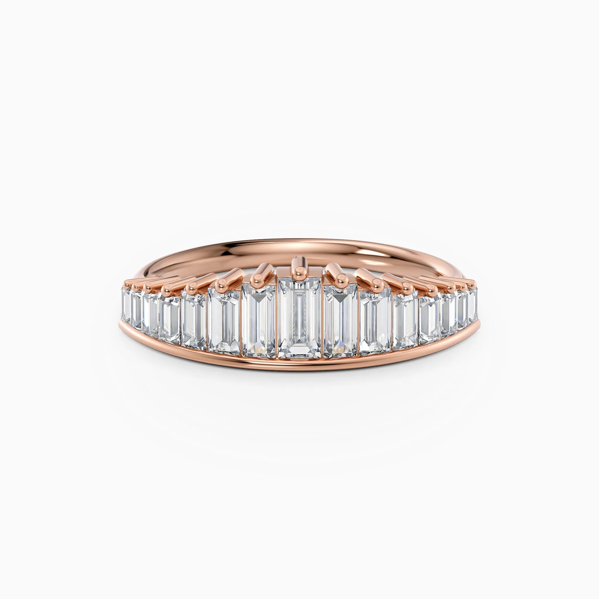Descending Tiara Baguette Wedding Band