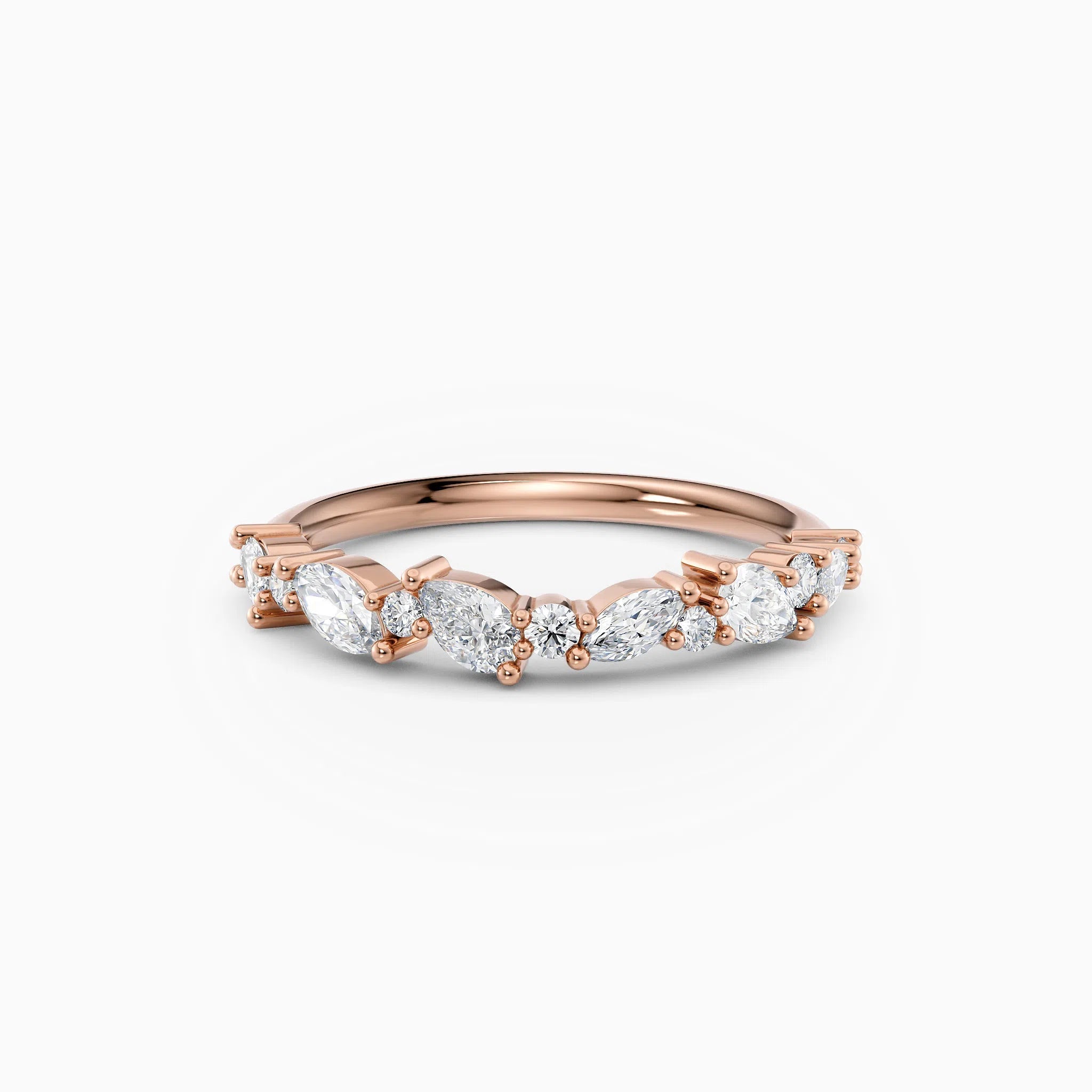 Offset Oval & Round Diamond Wedding Band