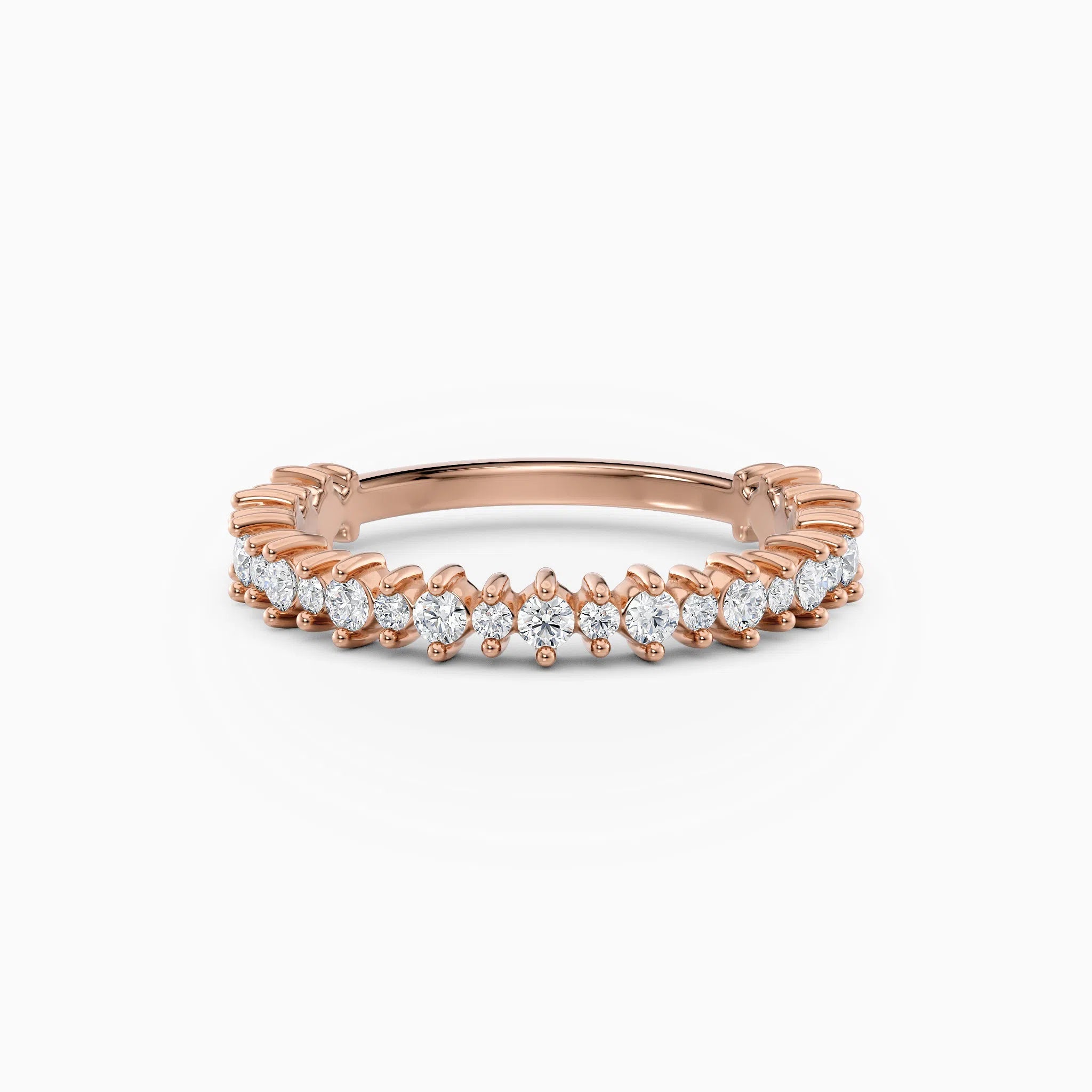 Single Prong Petite Round Diamond Wedding Band