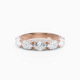 Oval Diamond Four Stone Wedding Band