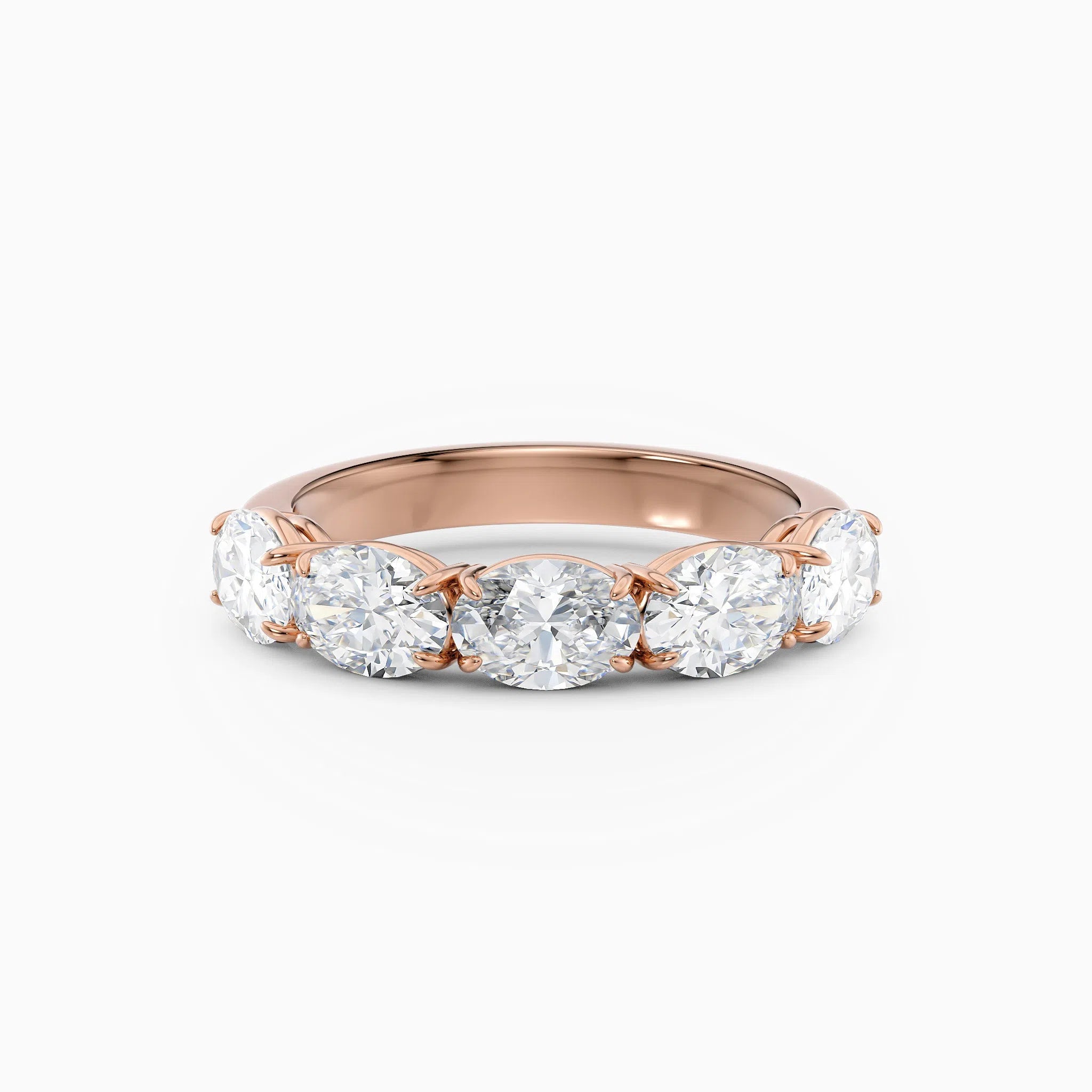 Oval Diamond Four Stone Wedding Band