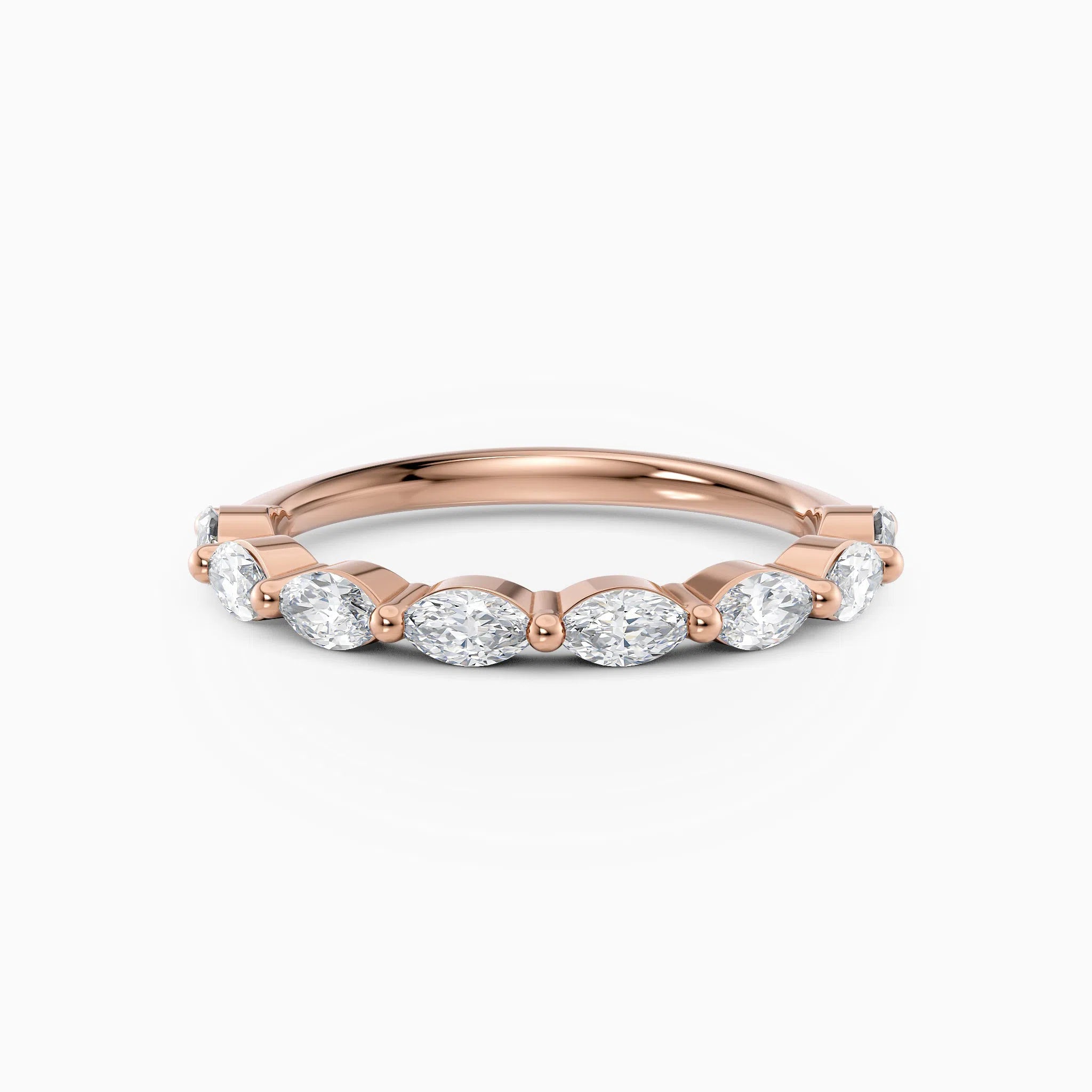 Single Prong Marquise Diamond Wedding Band