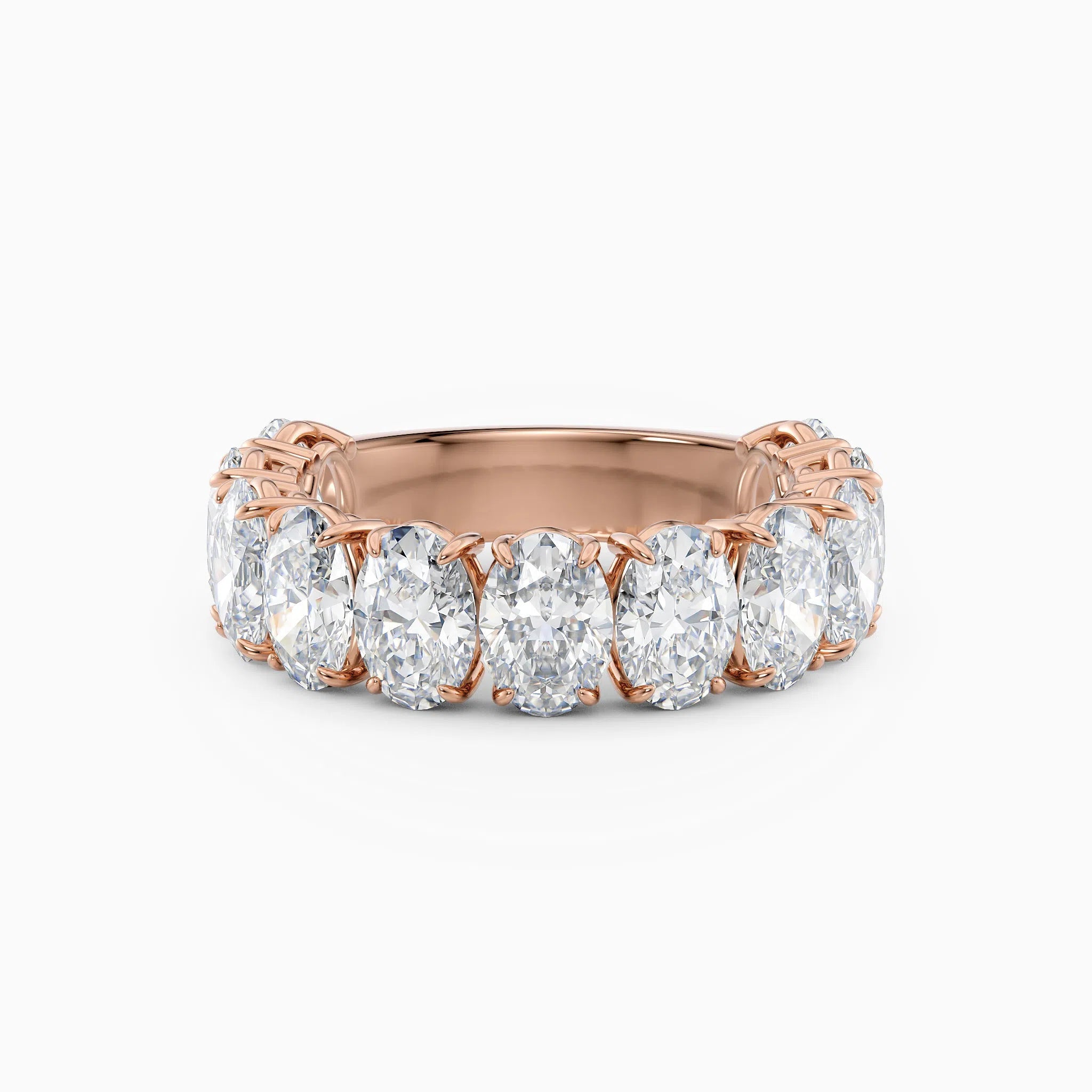 Vertical Three Quarters Oval Diamond Wedding Band