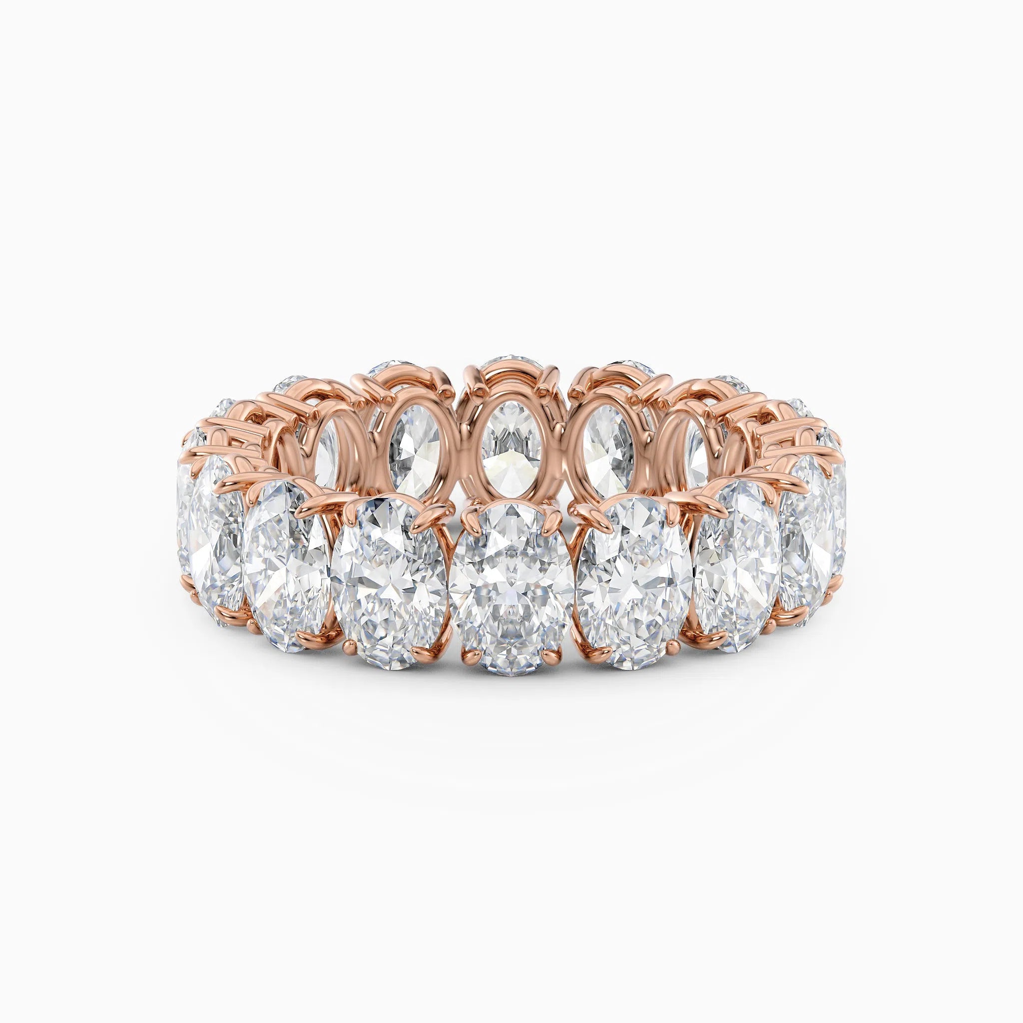Four Prong Oval Diamond Eternity Wedding Band