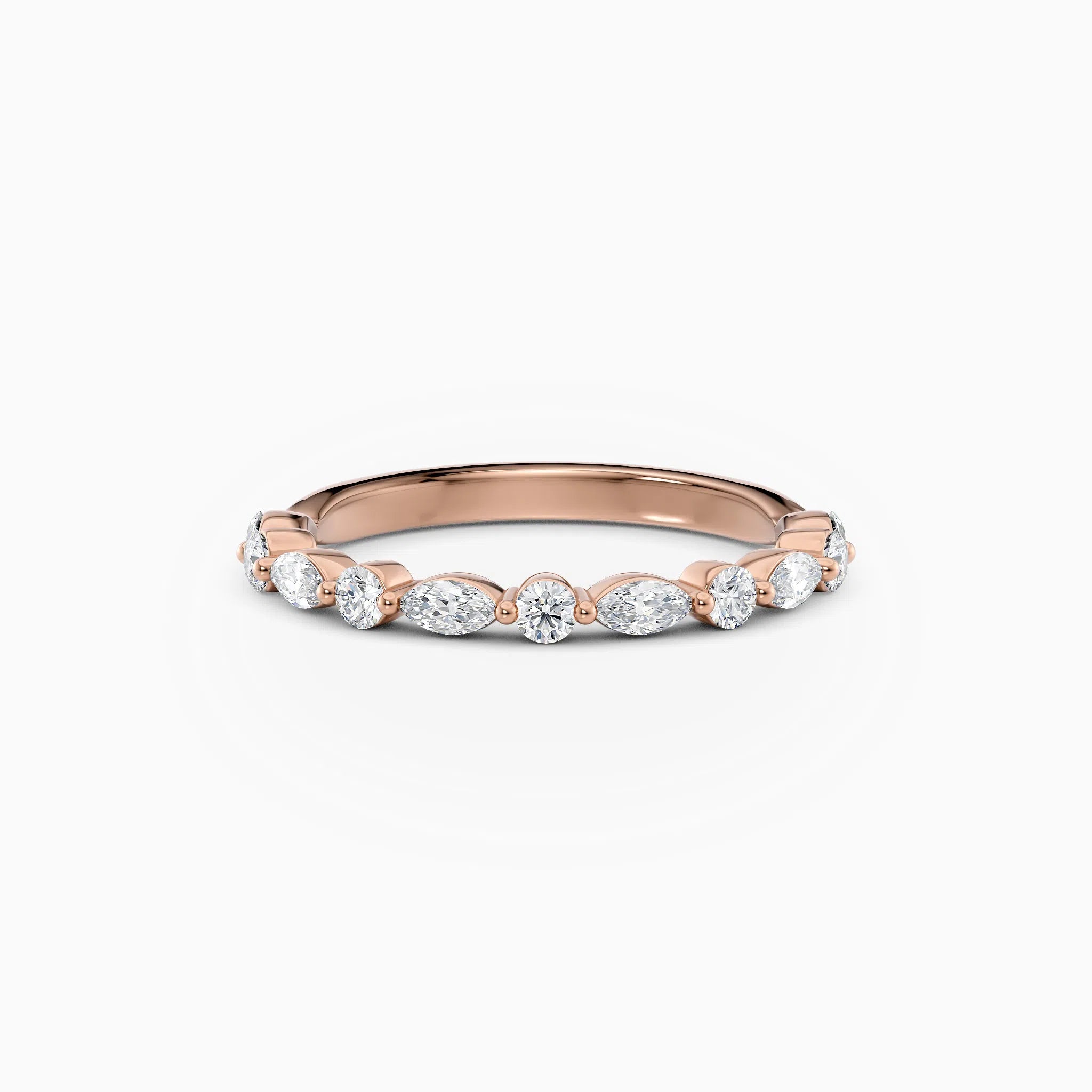 Round & Marquise Diamond Wedding Band
