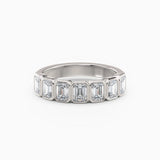 Seven Stone Bezel Set Emerald Cut Diamond Band