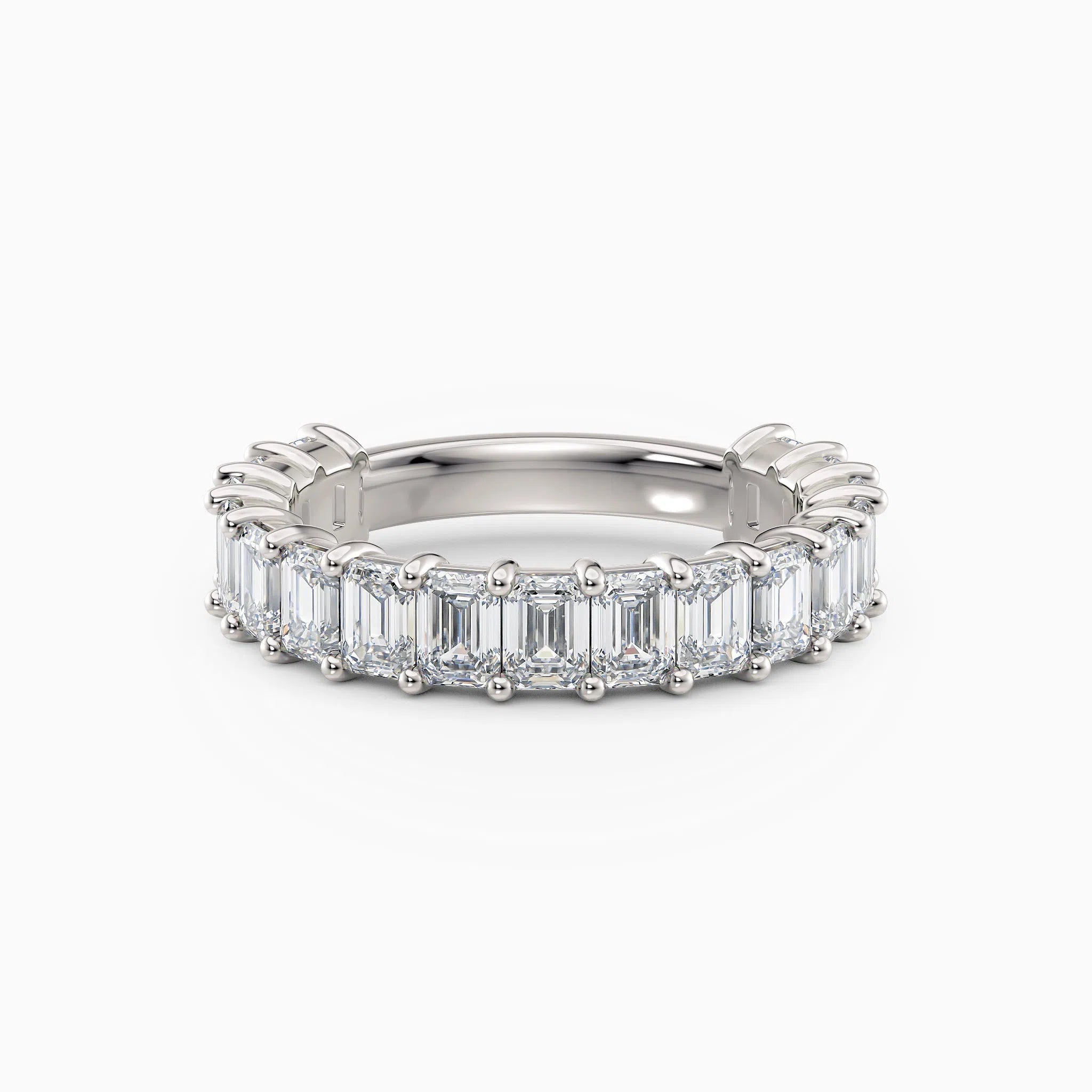 Emerald Cut Three Quarters Diamond Wedding Band
