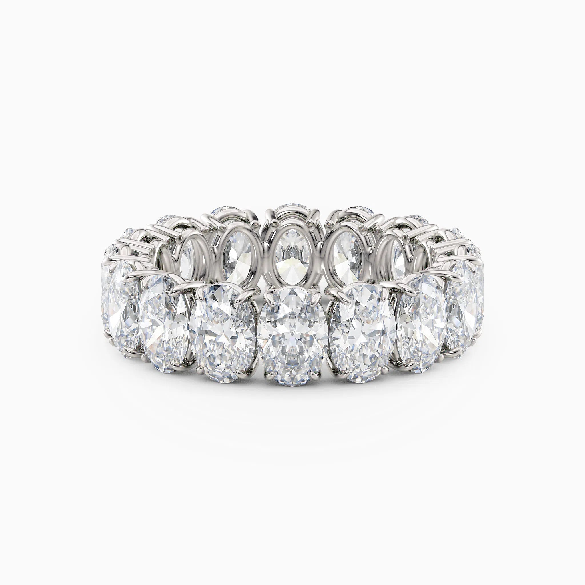 Four Prong Oval Diamond Eternity Wedding Band