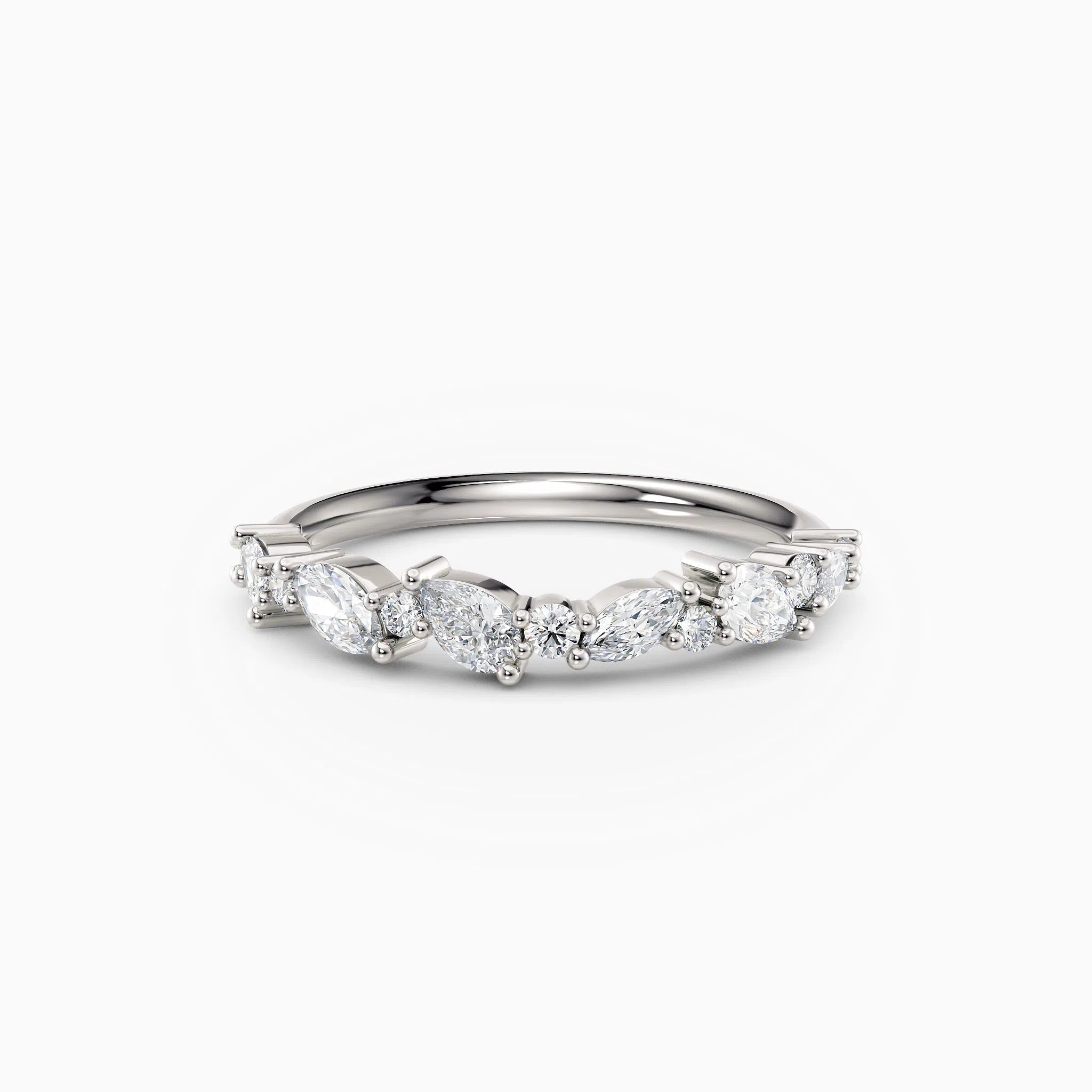 Offset Oval & Round Diamond Wedding Band