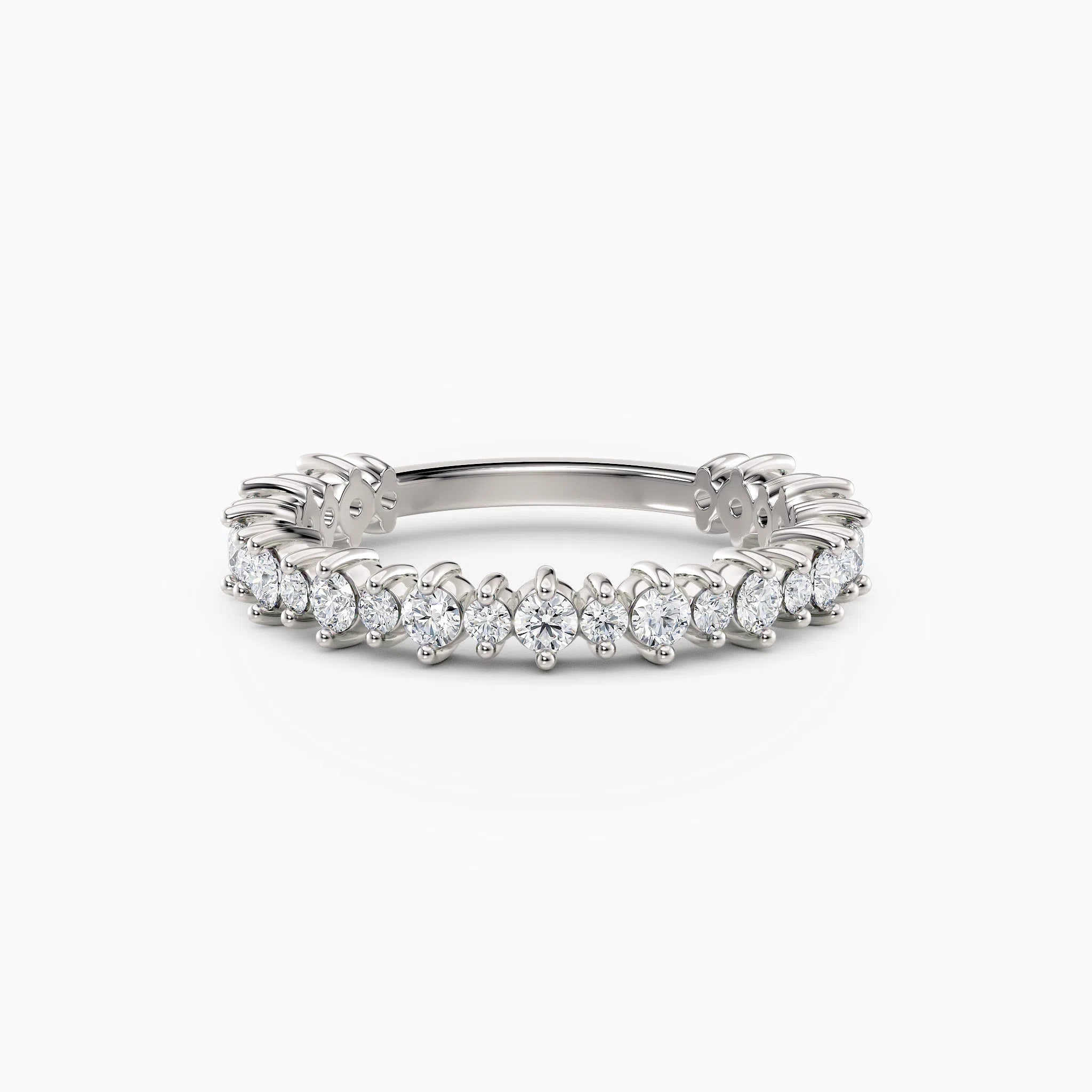 Three-Quarters, Two-Prong Round Diamond Wedding Band