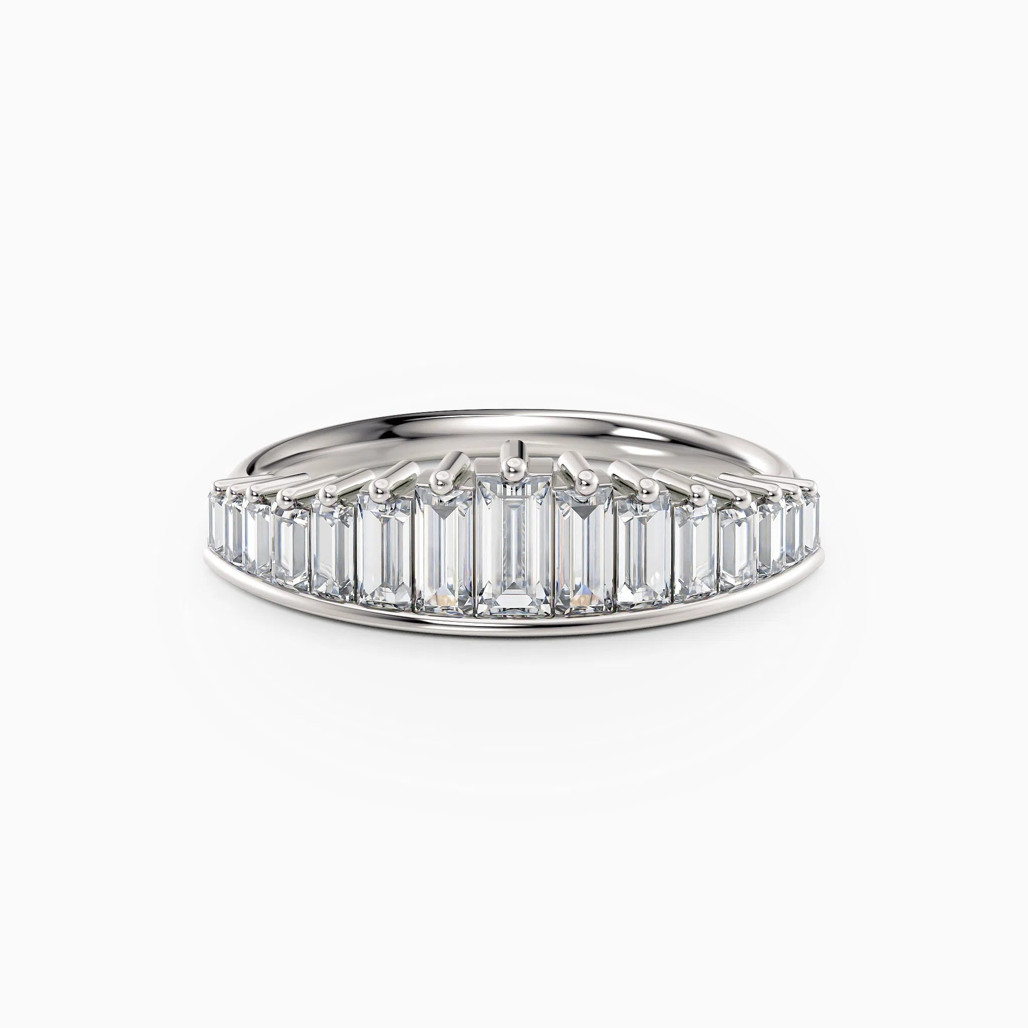 Descending Tiara Baguette Wedding Band