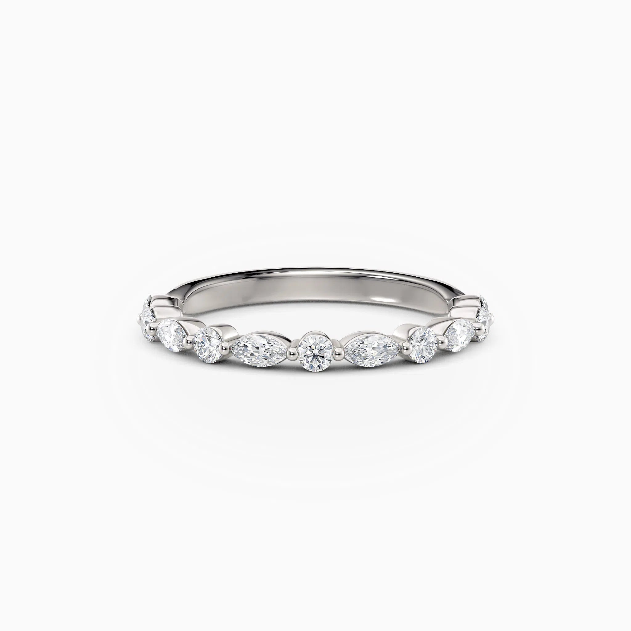 Round & Marquise Diamond Wedding Band