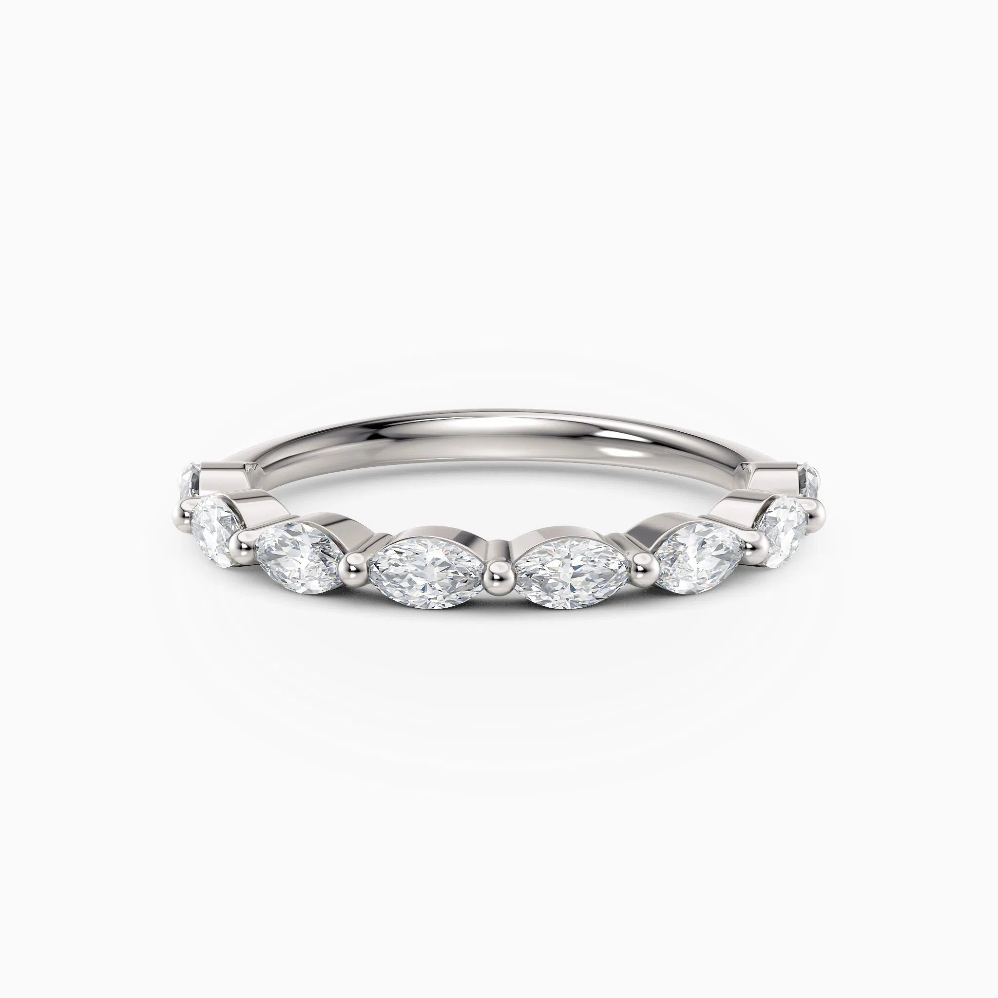 Single Prong Marquise Diamond Wedding Band