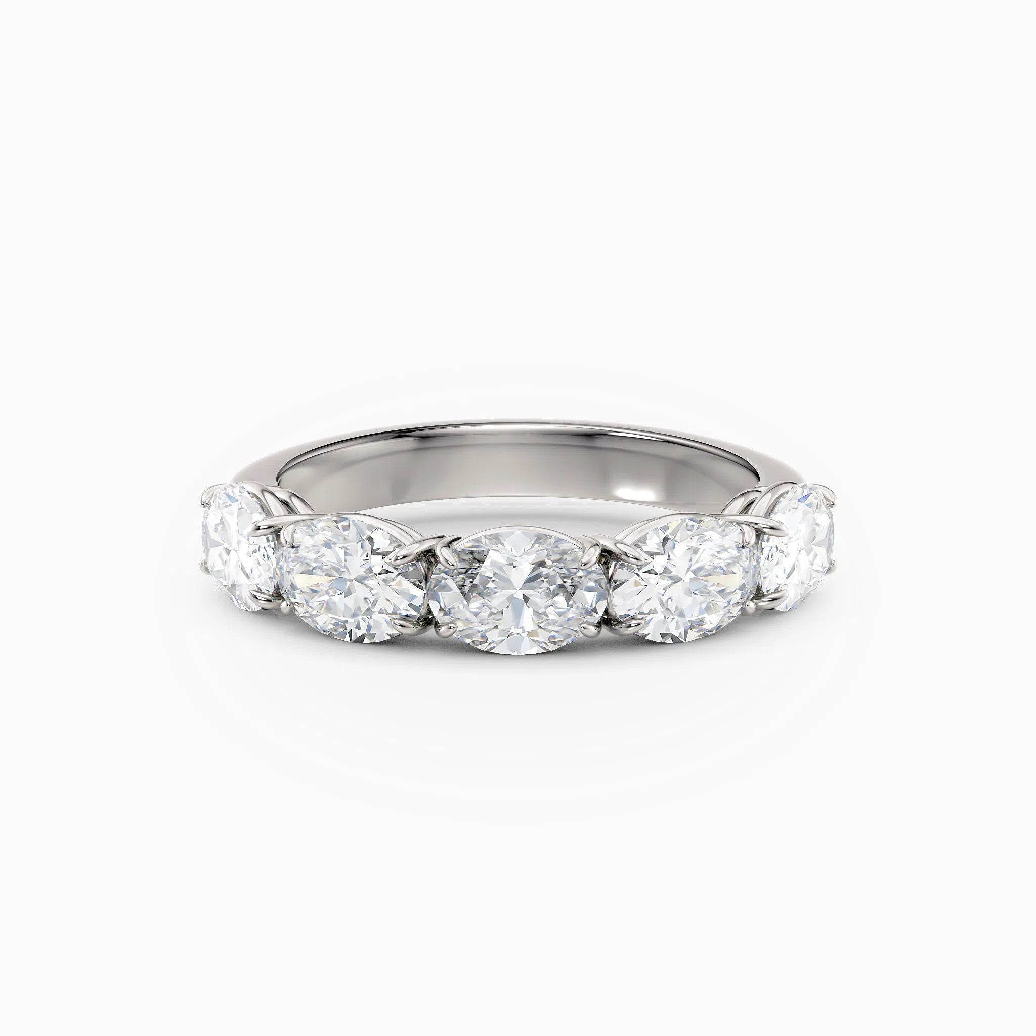Oval Diamond Four Stone Wedding Band