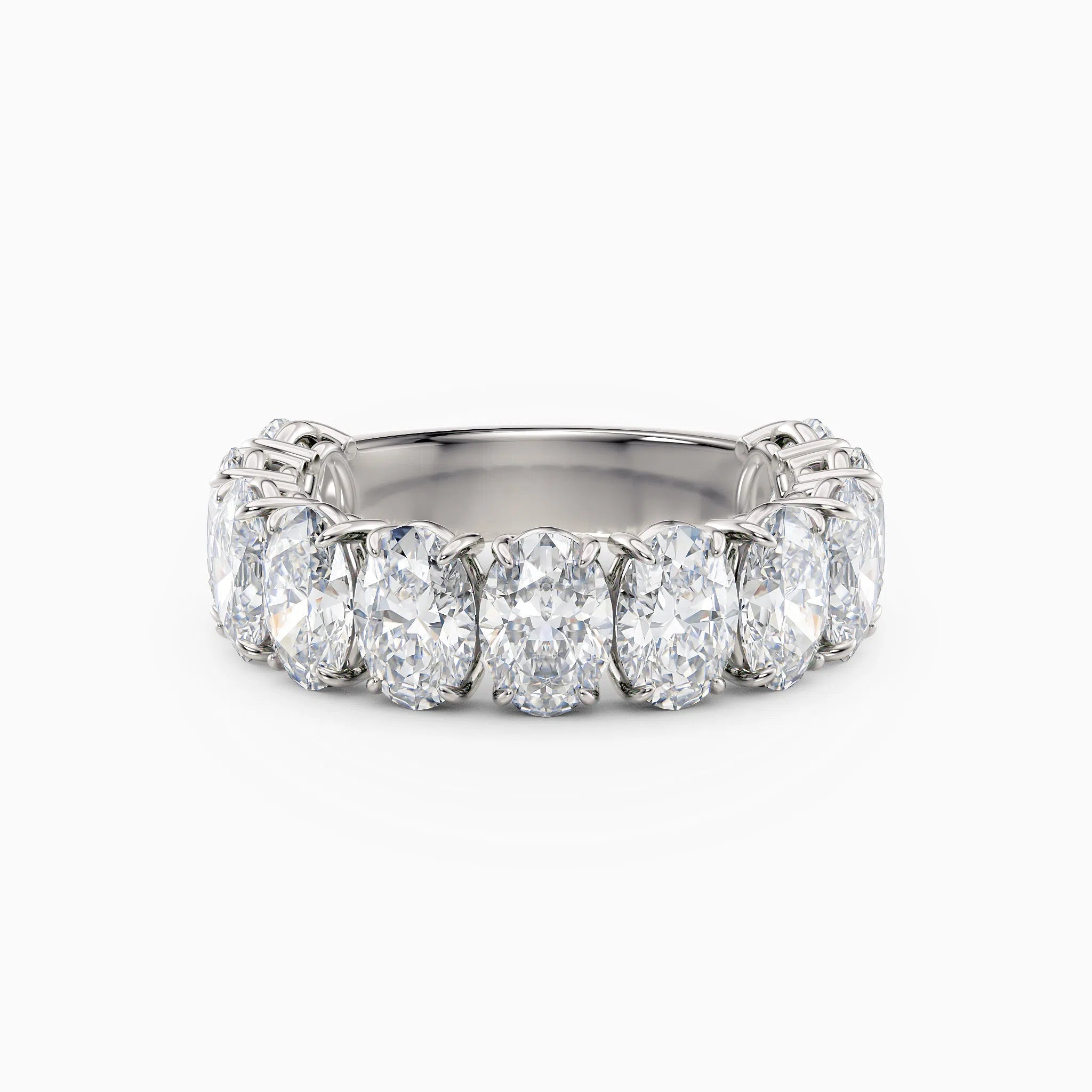 Vertical Three Quarters Oval Diamond Wedding Band