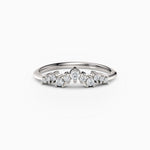 Curved, contoured round diamond wedding band