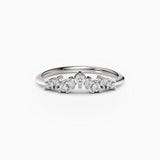 Curved, contoured round diamond wedding band