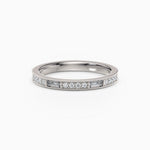 Beaded Round & Baguette Diamond Wedding Band