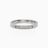 Beaded Round & Baguette Diamond Wedding Band