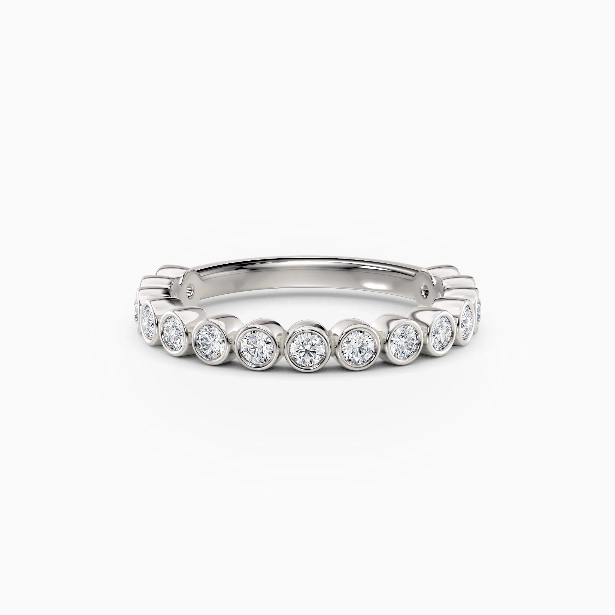 Multiple Round Diamond Setting Bezel Set Three-Quarters Round Diamond Wedding Band – Honey Jewelry Co