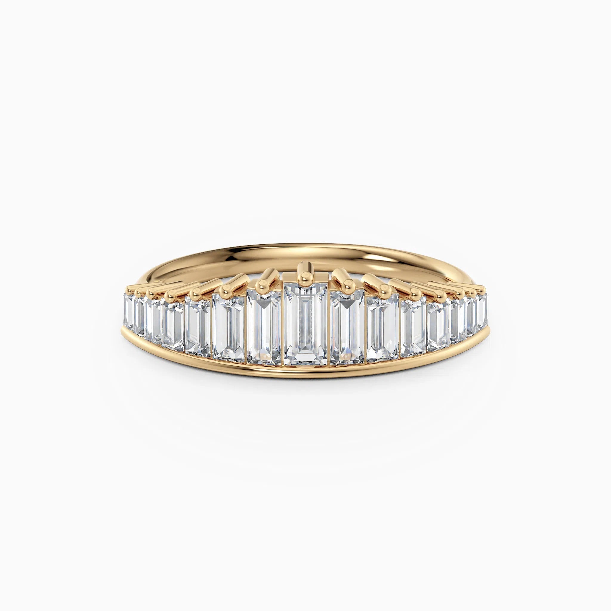 Descending Tiara Baguette Wedding Band