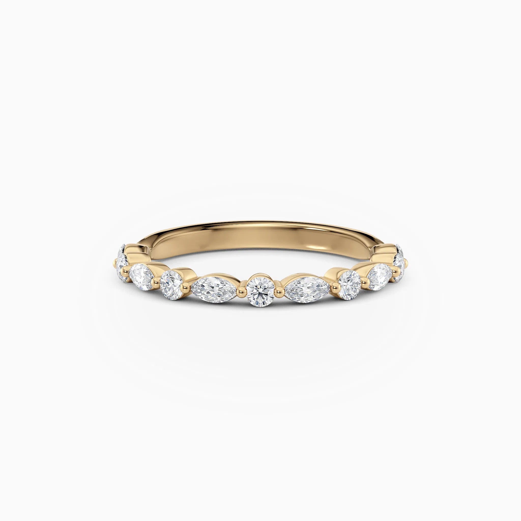 Round & Marquise Diamond Wedding Band