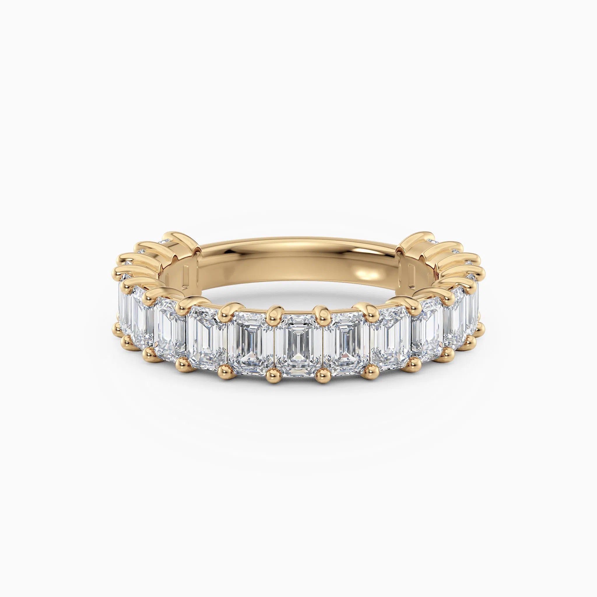Emerald Cut Three Quarters Diamond Wedding Band