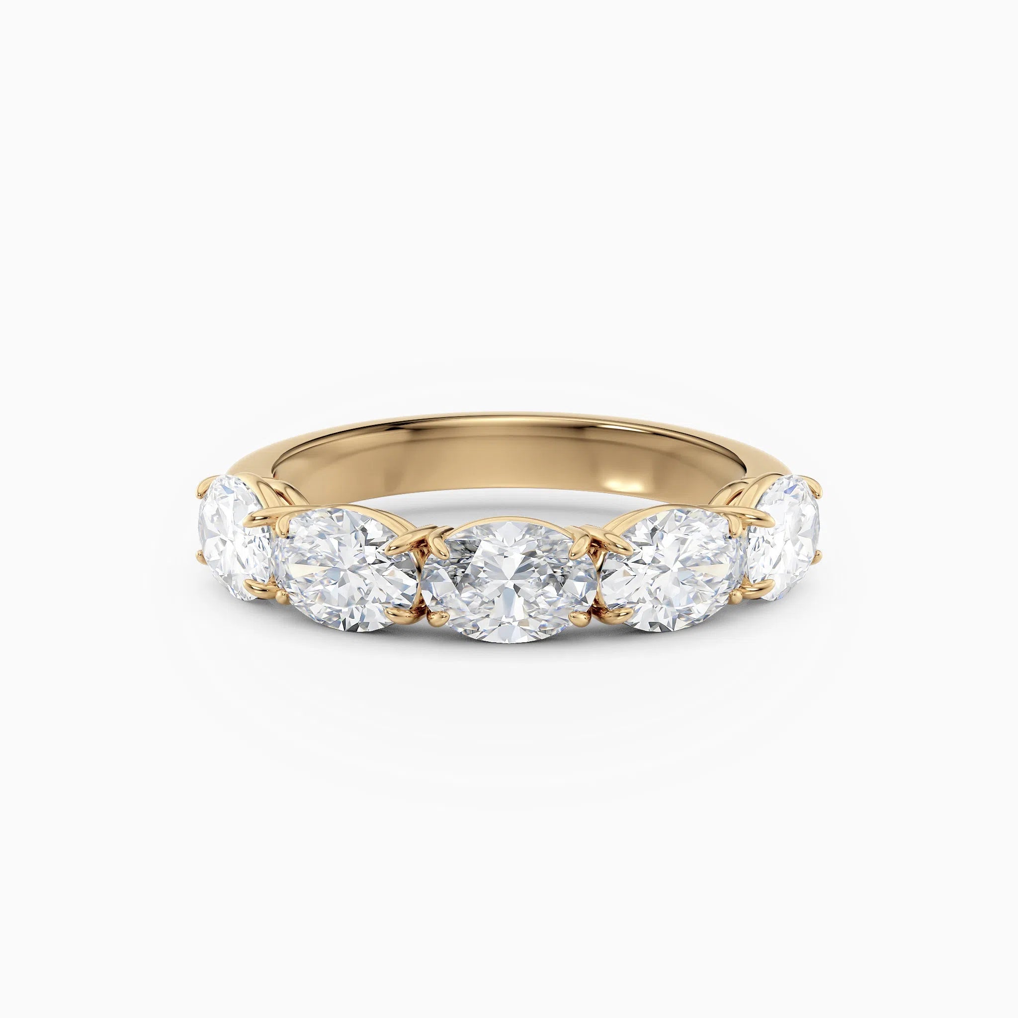 Oval Diamond Four Stone Wedding Band