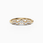 Curved, contoured round diamond wedding band