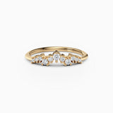 Curved, contoured round diamond wedding band