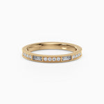 Beaded Round & Baguette Diamond Wedding Band