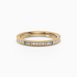 Beaded Round & Baguette Diamond Wedding Band