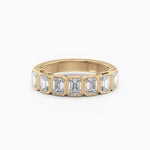 Seven Stone Bezel Set Emerald Cut Diamond Band