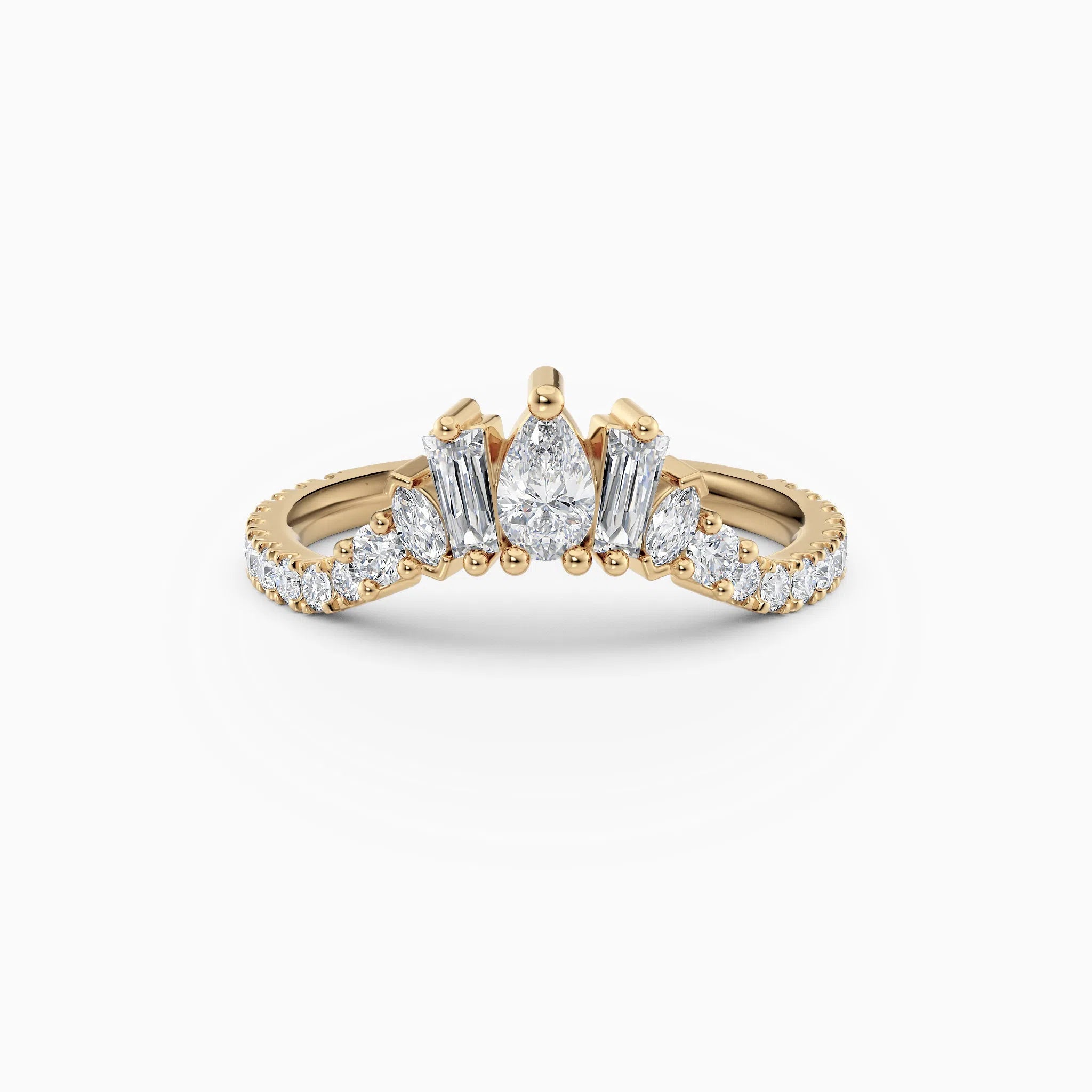 Pear, Baguette, Marquise, & Round Diamond Contoured Wedding Band