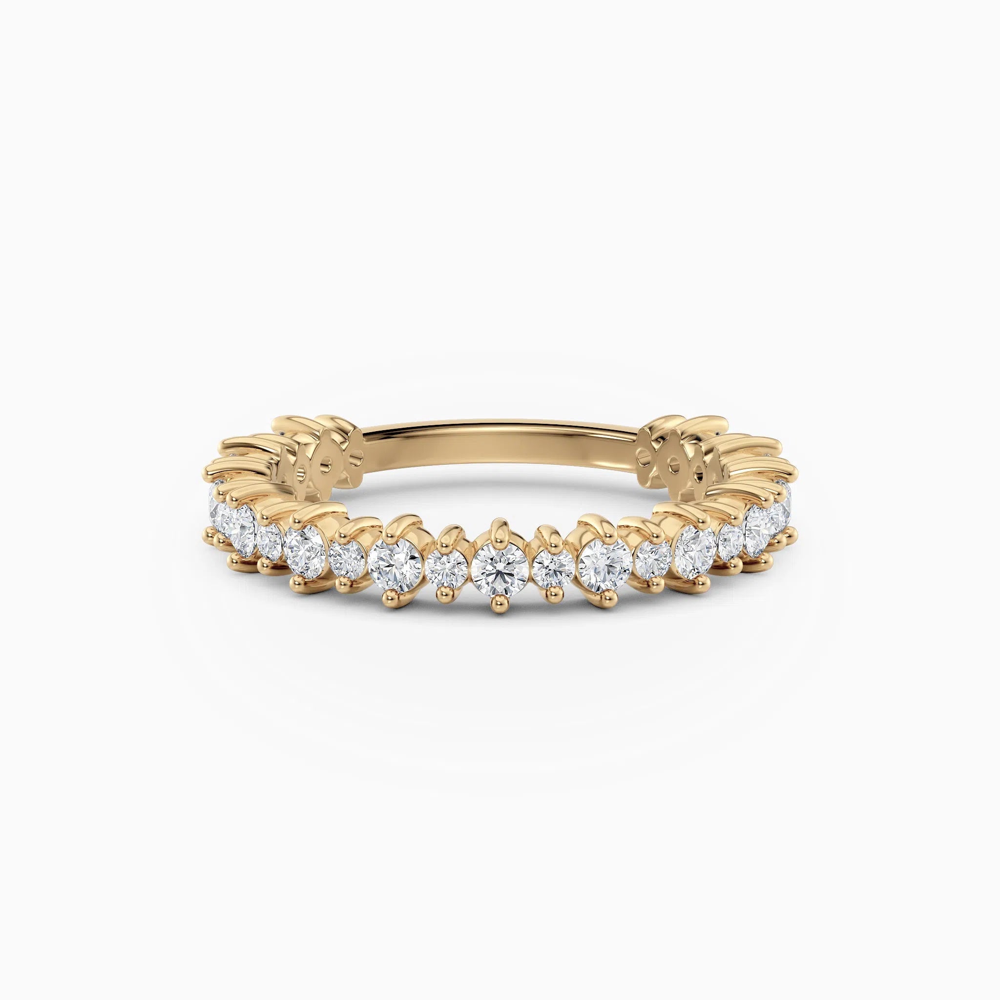 Three-Quarters, Two-Prong Round Diamond Wedding Band