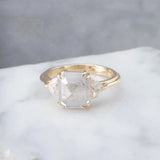2.21ct Salt & Pepper Emerald cut engagement ring-Honey Jewelry Co-Honey Jewelry Co