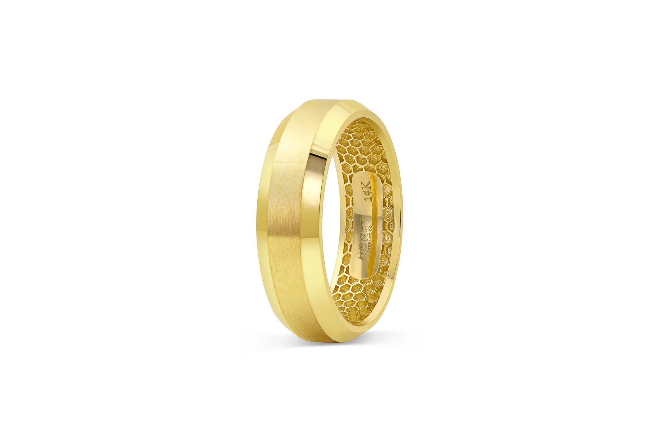 Beveled Edge Yellow Gold Wedding Band for Men