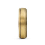 Men's Gold Striped Wedding Band - 6.5mm