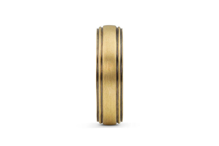 Men's Gold Striped Wedding Band - 6.5mm