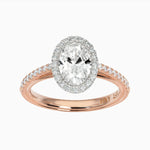 Oval Halo Cathedral Pave Engagement Ring
