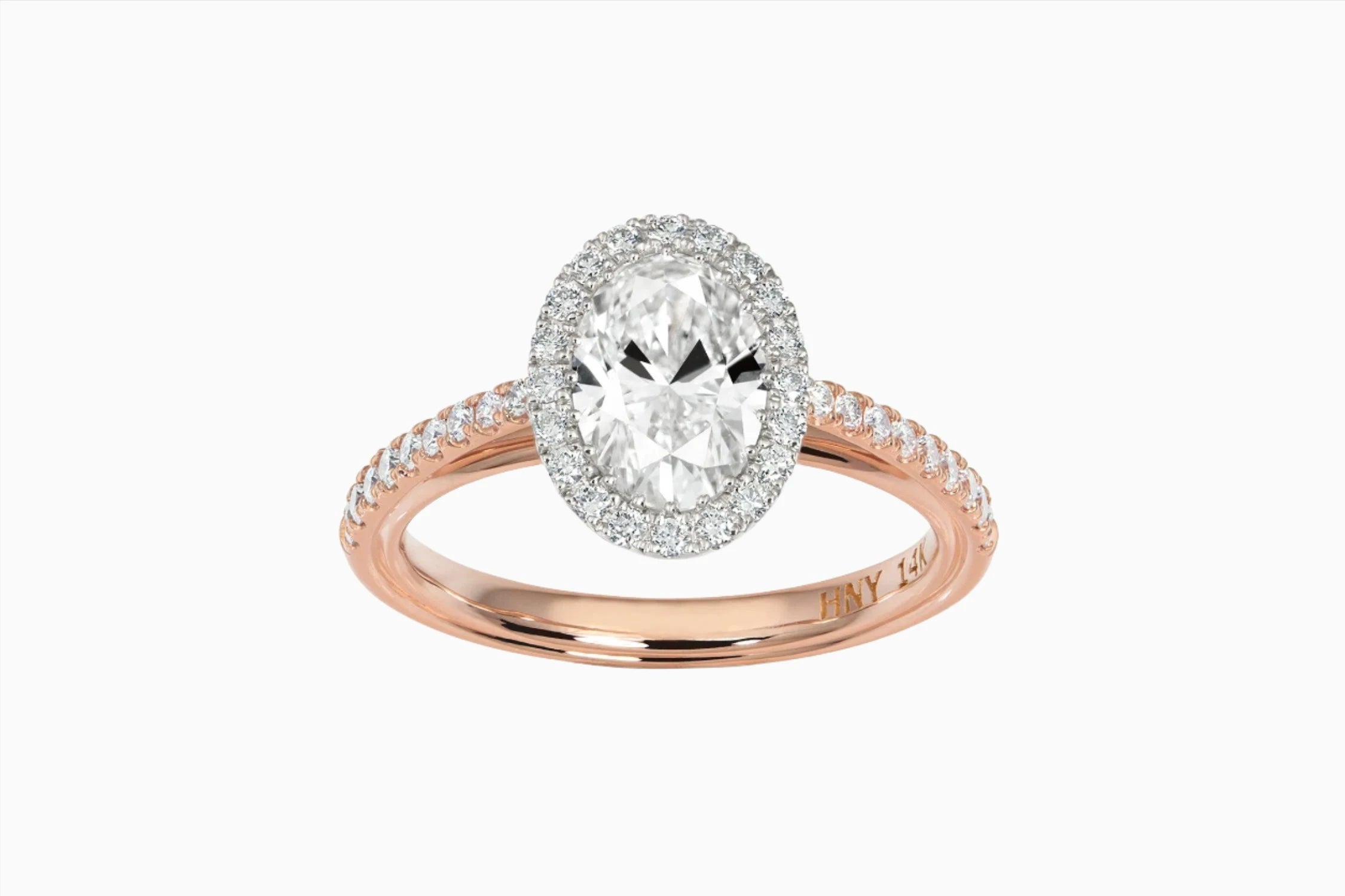 Oval Halo Cathedral Pave Engagement Ring