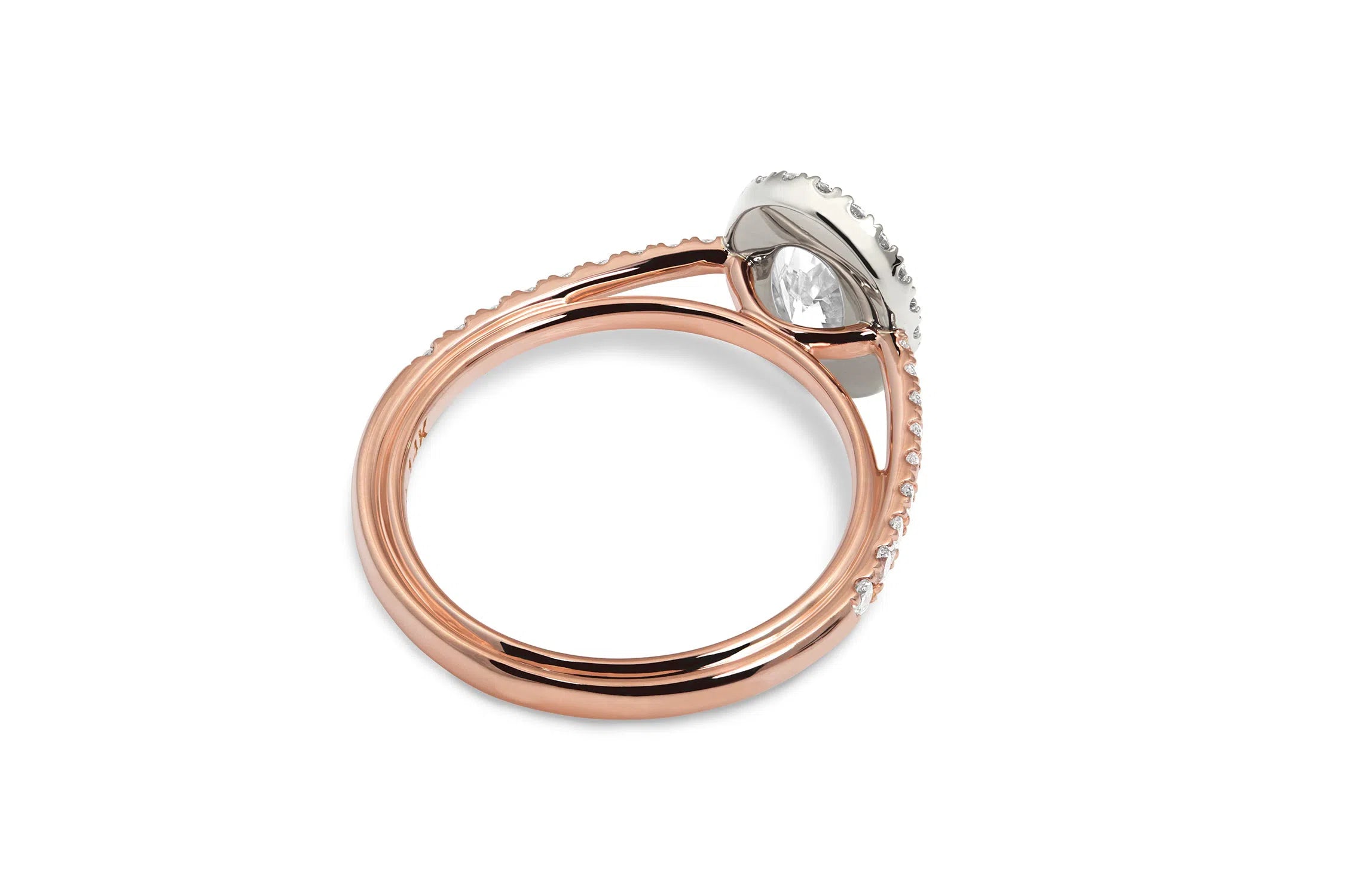 Cathedral Oval Halo Engagement Ring with Pave Diamonds