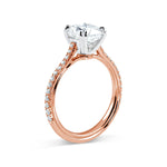 Tapered Solitaire Engagement Ring | Pave Diamonds | Rose Gold