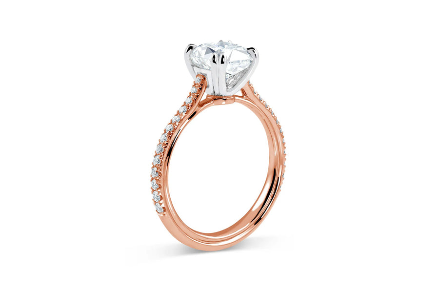 Tapered Solitaire Engagement Ring | Pave Diamonds | Rose Gold